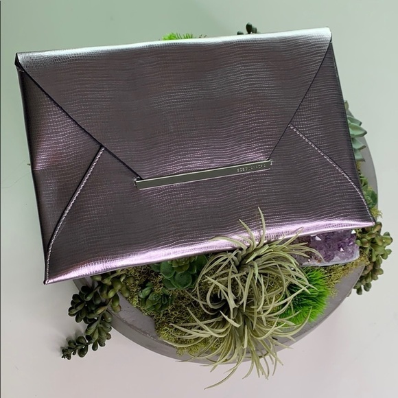 BCBGMaxazria Metallic Amethyst envelope clutch bag purple - Picture 1 of 12